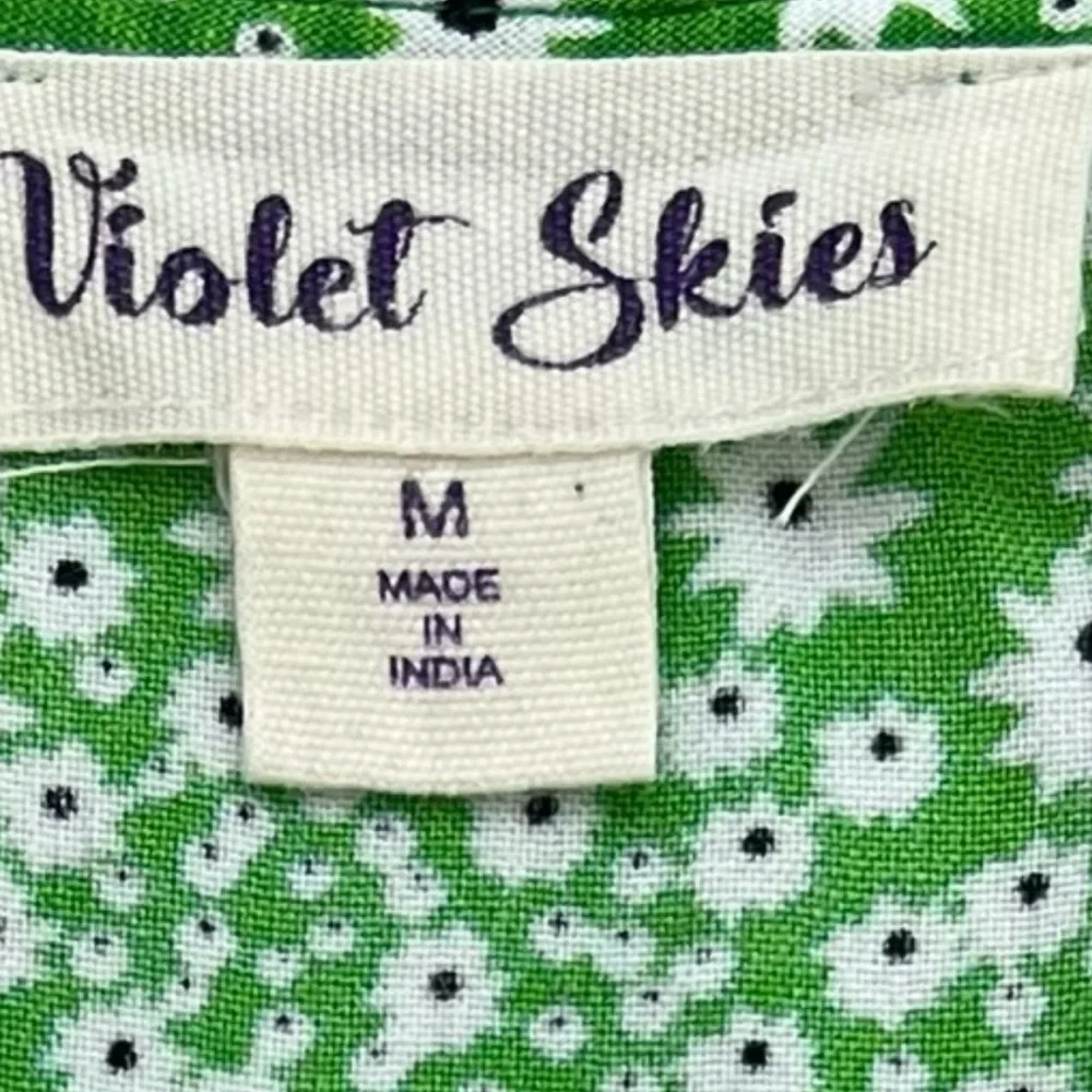 Violet Skies Green Floral Dress Medium